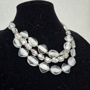 KIEN Lucite Clear Frosted Beaded Necklace